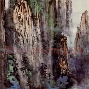 1982年 刘海粟《壁裂千仞》国画山水作品图片鉴赏