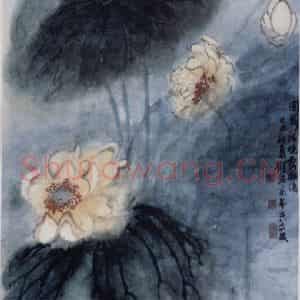1979年 刘海粟《圆荷清晓露淋漓》国画花鸟作品图片鉴赏
