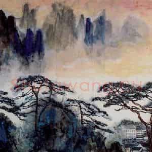 1982年 刘海粟《曙光普照干坤》国画山水作品图片鉴赏