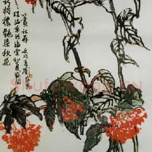 1982年 刘海粟《秾艳染秋花》国画花鸟作品图片鉴赏
