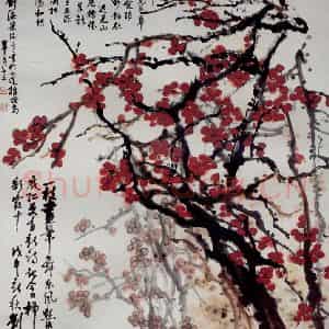 1978年 刘海粟《铁骨红梅》国画花鸟作品图片鉴赏