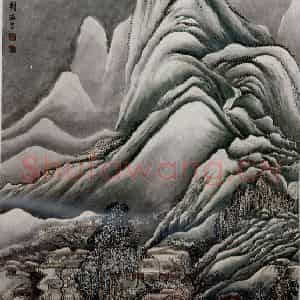 1944年 刘海粟《万山积雪》国画山水作品图片鉴赏