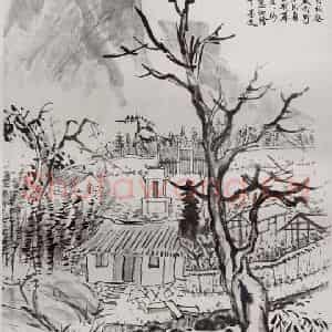 1924年 刘海粟《言子墓》国画山水作品图片鉴赏