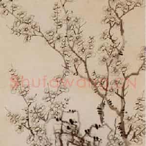1750年 金农《竹石寒梅图》国画花鸟作品图片鉴赏