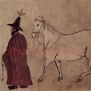 1761年 金农《牵马图》国画人物写意作品图片鉴赏
