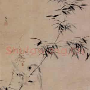 明代 吕纪《竹石花鸟图》国画花鸟作品图片鉴赏