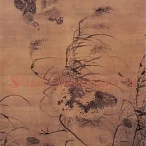 明代 吕纪《残荷鹰鹭图》国画花鸟作品图片鉴赏