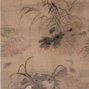 明代 吕纪《月明宿雁图》国画花鸟作品图片鉴赏