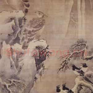 明代 吕纪《四鹊图》国画花鸟作品图片鉴赏