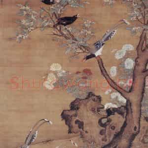 明代 吕纪《桂菊山禽图》国画花鸟作品图片鉴赏