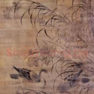 明代 林良《残荷芦雁图》国画花鸟作品图片鉴赏