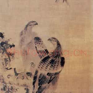 明代 林良《双鹰图》国画花鸟作品图片鉴赏