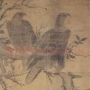 明代 林良《双鹰图》国画花鸟作品图片鉴赏