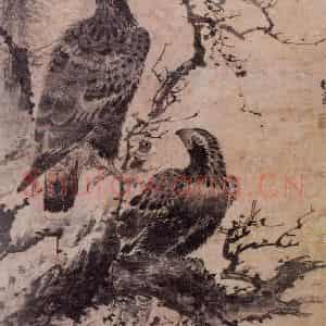明代 林良《双鹰图》国画花鸟作品图片鉴赏