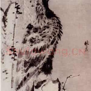 明代 林良《古木苍鹰图》国画花鸟作品图片鉴赏