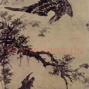 明代 林良《秋鹰图》国画花鸟作品图片鉴赏