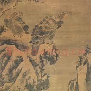 明代 林良《双鹰图》国画花鸟作品图片鉴赏