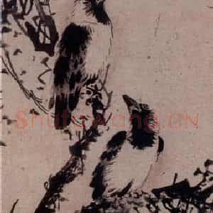 明代 林良《枯木寒鸦图》国画花鸟作品图片鉴赏