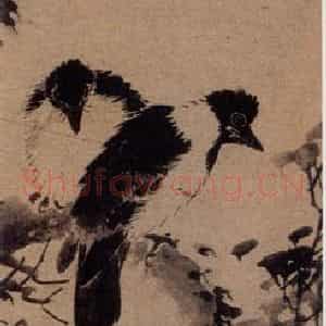 明代 林良《双鸟嘉树图》国画花鸟作品图片鉴赏