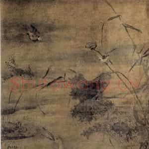 明代 林良《花鸟屏(之二)》国画花鸟作品图片鉴赏