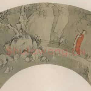 清代 费丹旭《雪桥探梅》国画综合作品图片鉴赏