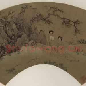 明代 蓝瑛《纨扇仕女》国画综合作品图片鉴赏