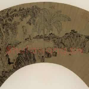 明代 陈洪绶《蕉阴读书》国画综合作品图片鉴赏