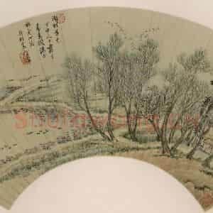 清代 王翚《湖村暮色》国画山水作品图片鉴赏