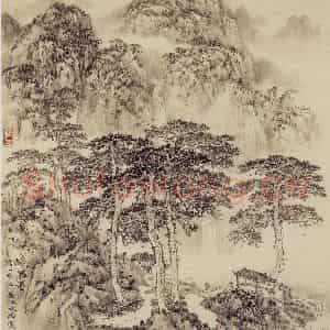 80年代 宋文治《听泉图》国画山水写意作品图片鉴赏