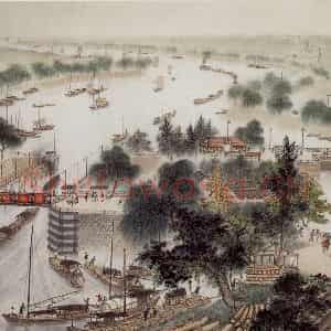 60年代 宋文治《今天的运河》国画山水写意作品图片鉴赏
