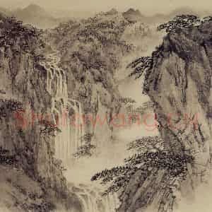 90年代 宋文治《云壑奔流图》国画山水写意作品图片鉴赏