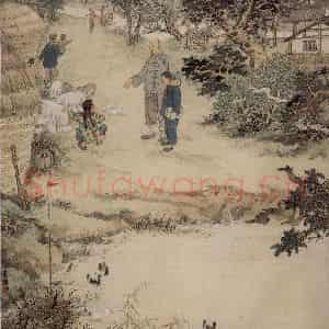 60年代 宋文治《放学归来》国画综合写意作品图片鉴赏