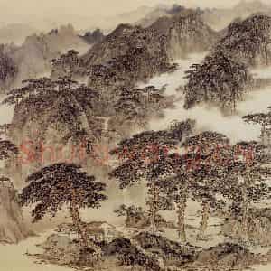 90年代 宋文治《山居图》国画山水写意作品图片鉴赏