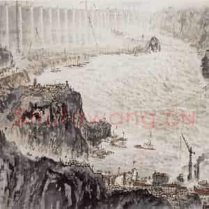 1960年 宋文治《山川巨变》国画山水写意作品图片鉴赏