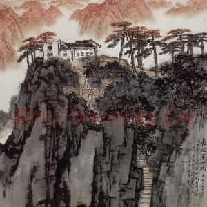 1965年 宋文治《长征第一关》国画山水写意作品图片鉴赏
