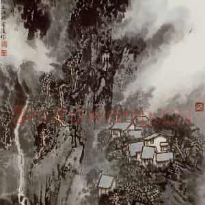 70年代 宋文治《白云深处》国画山水写意作品图片鉴赏