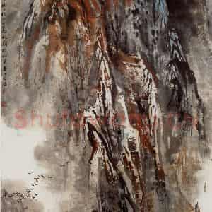 1977年 宋文治《巫山高秋》国画山水写意作品图片鉴赏