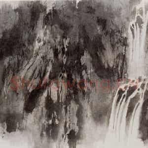 1980年 宋文治《飞瀑》国画山水写意作品图片鉴赏