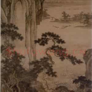 明代 唐寅《杏花山馆图》国画山水作品图片鉴赏