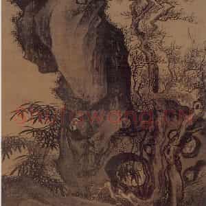 明代 唐寅《灌木丛筱图》国画花鸟作品图片鉴赏
