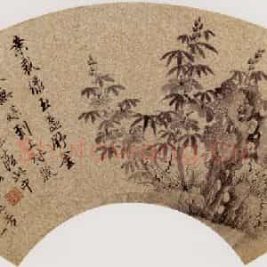 明代 唐寅《葵石图》国画花鸟作品图片鉴赏