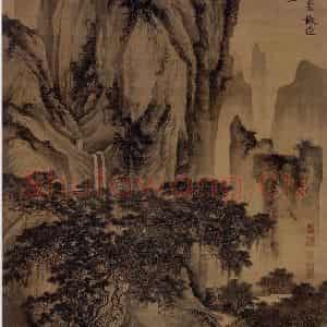 明代 唐寅《山路松风图》国画山水作品图片鉴赏