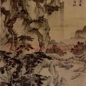 明代 唐寅《渡头帘影图》国画山水作品图片鉴赏