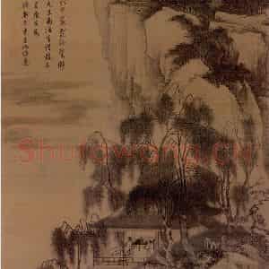 明代 唐寅《落霞孤鹜图》国画山水作品图片鉴赏