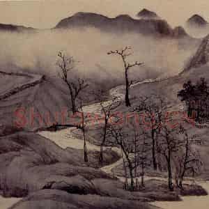 明代 唐寅《越来溪图》国画山水作品图片鉴赏
