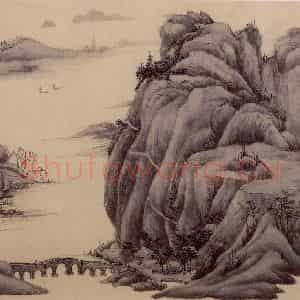 明代 唐寅《行春桥图》国画山水作品图片鉴赏