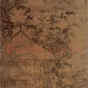 明代 唐寅《竹亭高士图》国画山水作品图片鉴赏