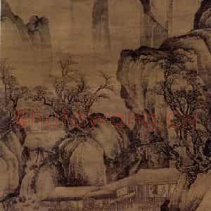 明代 唐寅《高山奇树图》国画山水作品图片鉴赏