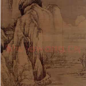 明代 唐寅《雪山行旅图》国画山水作品图片鉴赏