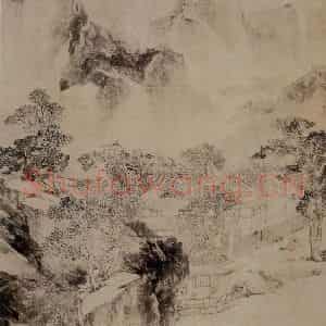 明代 唐寅《江山骤雨图》国画山水作品图片鉴赏